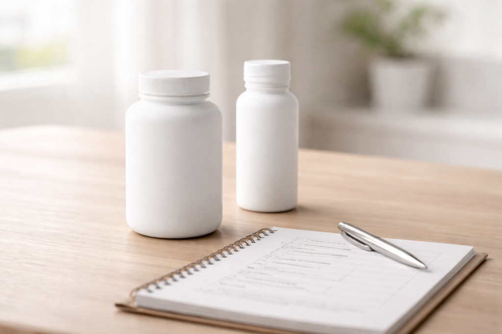 términos de colágeno tipo II: botes de complemento y cuaderno