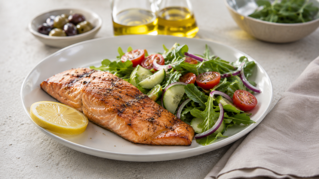 Alimentos con omega-3 dha y epa en una comida saludable
